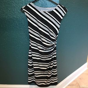 Loft Black/White Striped Slim Dress